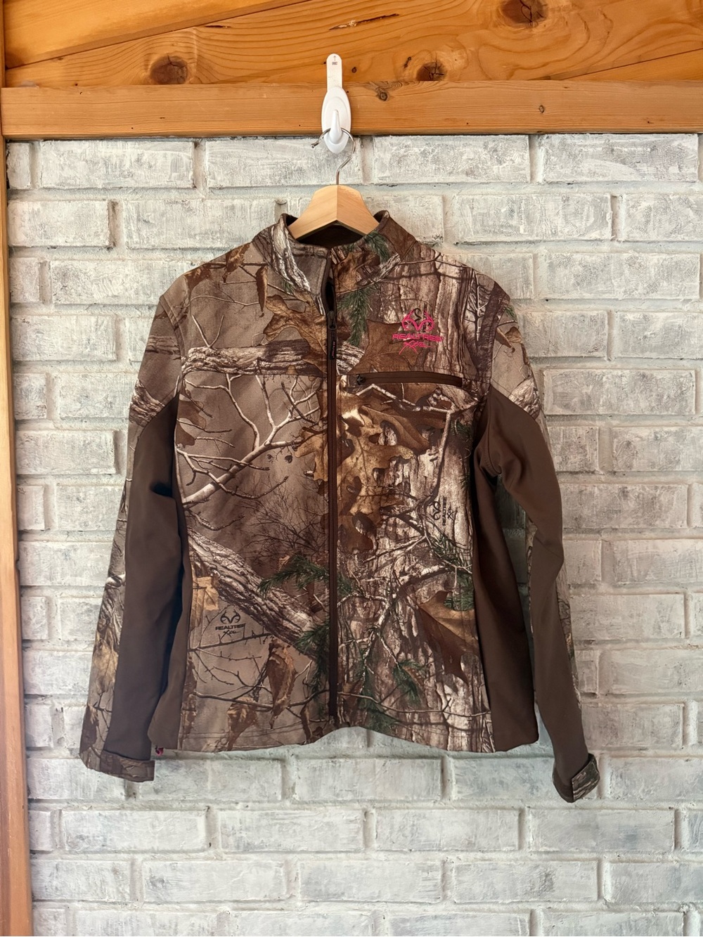 Realtree Brown Camo Jacket with Pink Logo